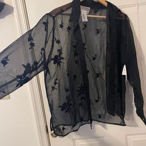 Sheer Black Floral Blouse